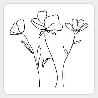 Elegant floral composition hand drawing - Delicate flowers Magnet